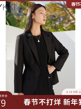 IVYKKI艾维女装秋季新款女士气质通勤百搭小西装黑色显瘦时尚西服