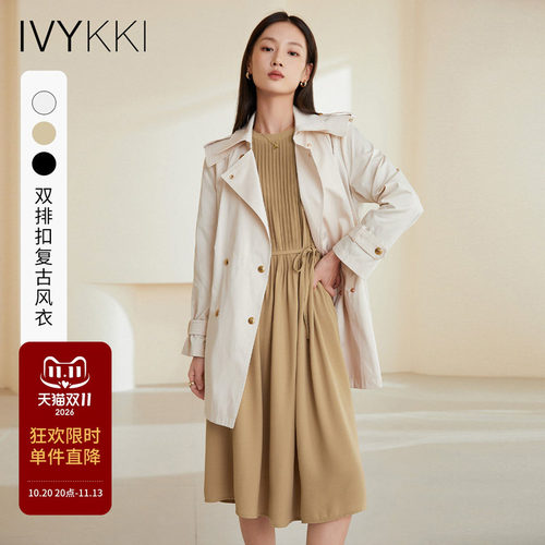 IVYKKI长袖翻领中长款复古