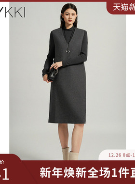 IVYKKI艾维时尚连衣裙女中长款裙两件套半高领裙子2025年冬季新款