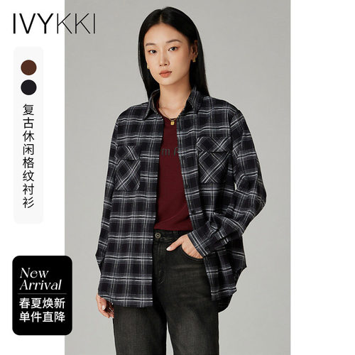 长袖衬衫ivykki格纹复古