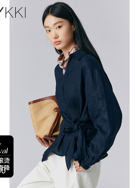 IVYKKI艾维2026年春季新款独特漂亮苎麻衬衫女长袖气质设计衬衣