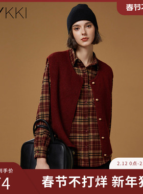 IVYKKI艾维休闲复古格子衬衫女百搭时尚披肩小衬衣2025年冬季新款