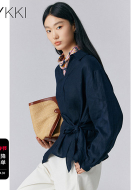 IVYKKI艾维2026年春季新款独特漂亮苎麻衬衫女长袖气质设计衬衣
