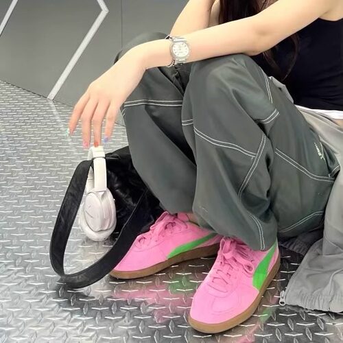 PUMAPalermo粉绿板鞋运动德训鞋