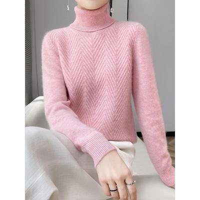 高领100%纯羊毛衫女七针双股保暖