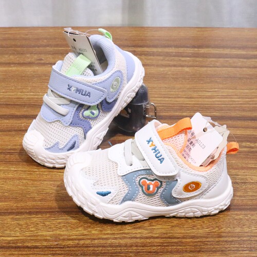 向阳花春款单鞋侧面小熊包头学步鞋1—2岁防踢防滑17-21码儿童鞋