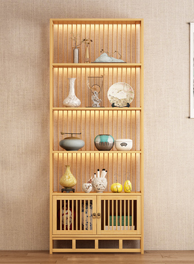 博古架实木新中式茶柜置物架茶具茶架子茶叶展示柜隔断客厅摆放架