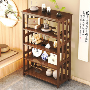 博古架实木中式茶柜置物架茶具茶壶展示架放茶叶的茶室布置收纳架