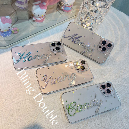 个性英文字母定制手机壳水钻字母壳适用苹果17pm/16promax/华为