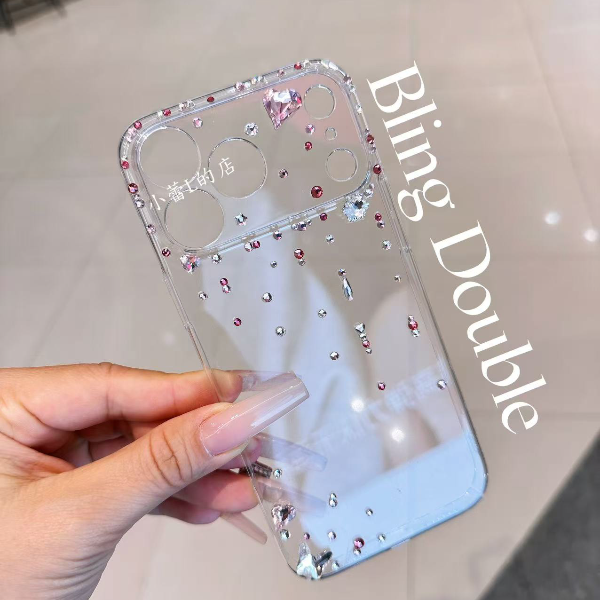 碎钻流苏爱心蝴蝶水钻手机壳防摔彩钻TPUiPhone17promax透明
