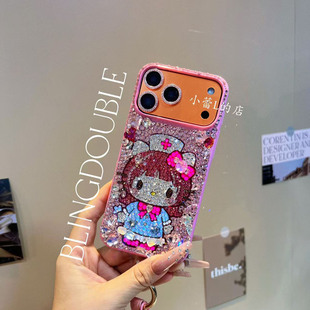 护士kitty玫粉色水钻满钻手机壳适用苹果17promax 17p华为 16pro