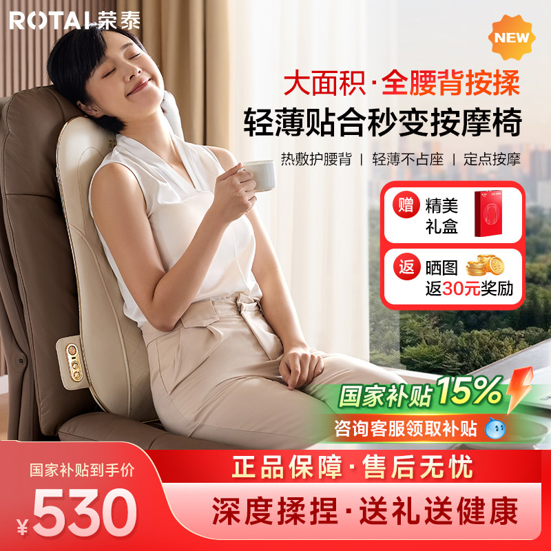 【国补15%】荣泰超薄全身按摩靠垫腰部按摩器背部热敷按摩仪BK320