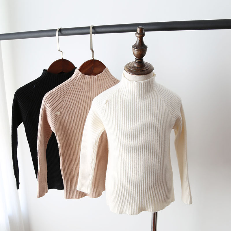 children High collar sweater girl Primer Sweater white Apricot Spring Korean Edition Versatile Korean Editionin the Children/Baby/Family fitted , Sweaters/Knitwear  category - from Buy2taobao.com to provide professional Taobao agent buy service