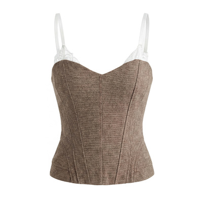 7767-26春法式时尚气质修身龙骨束腰抹胸露脐吊带背心胸衣上衣