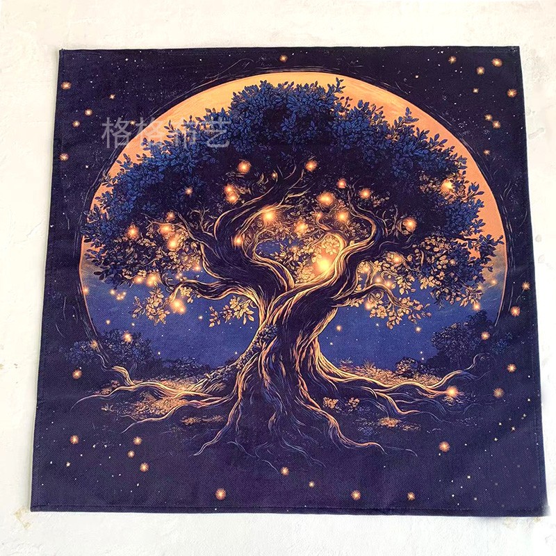 塔罗牌绒布垫 神秘生命树星星塔罗牌桌布塔罗牌阵直播塔罗桌布