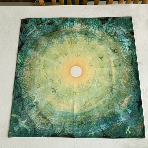 加厚绒布绿色海鸥塔罗牌桌布塔罗牌阵塔罗牌桌面布神秘塔罗桌布