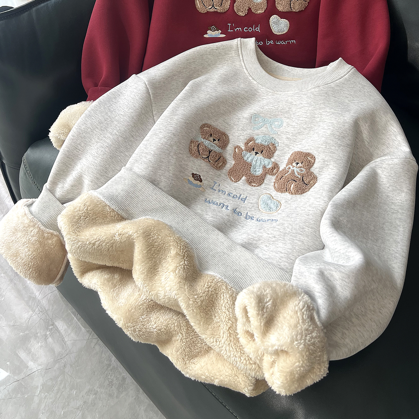 暖洋洋过冬！圆领加绒加厚卫衣女