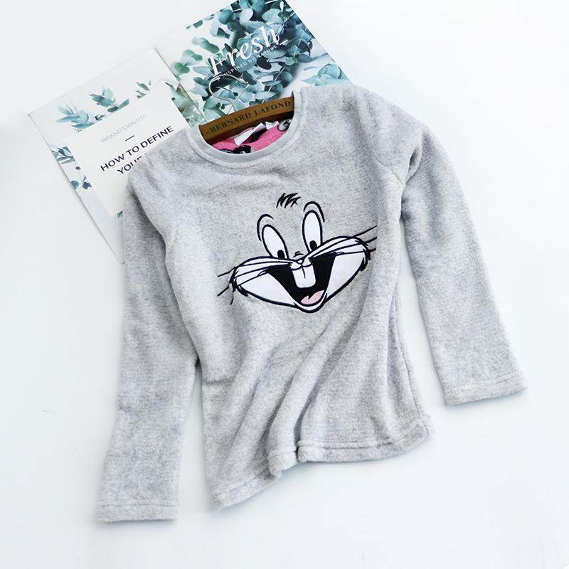 外贸春秋冬保暖插肩袖摇粒绒家居上衣T衫女童绒上衣