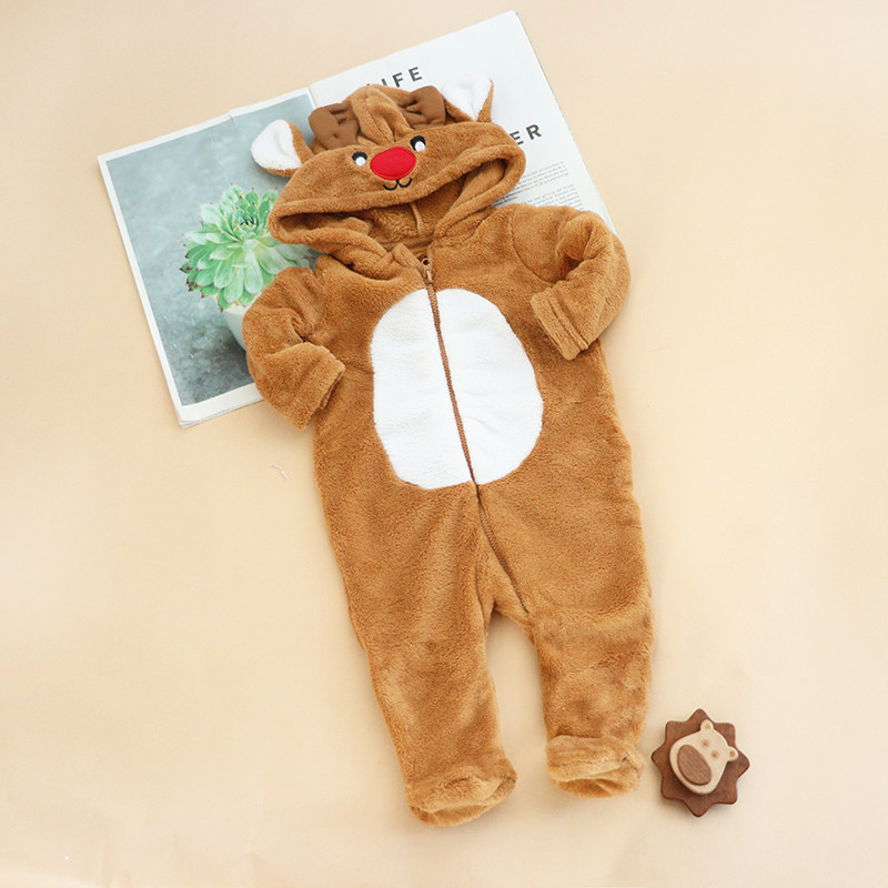 包脚连体衣春秋装宝宝珊瑚绒秋冬婴幼儿绒爬超萌外出服抱衣爬爬服