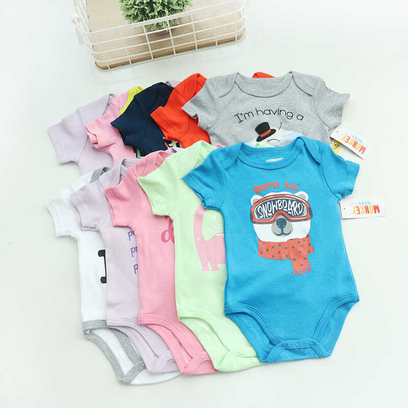 婴儿包屁衣纯棉信封领新生儿衣服宝宝连体衣短袖三角哈衣夏装爬服