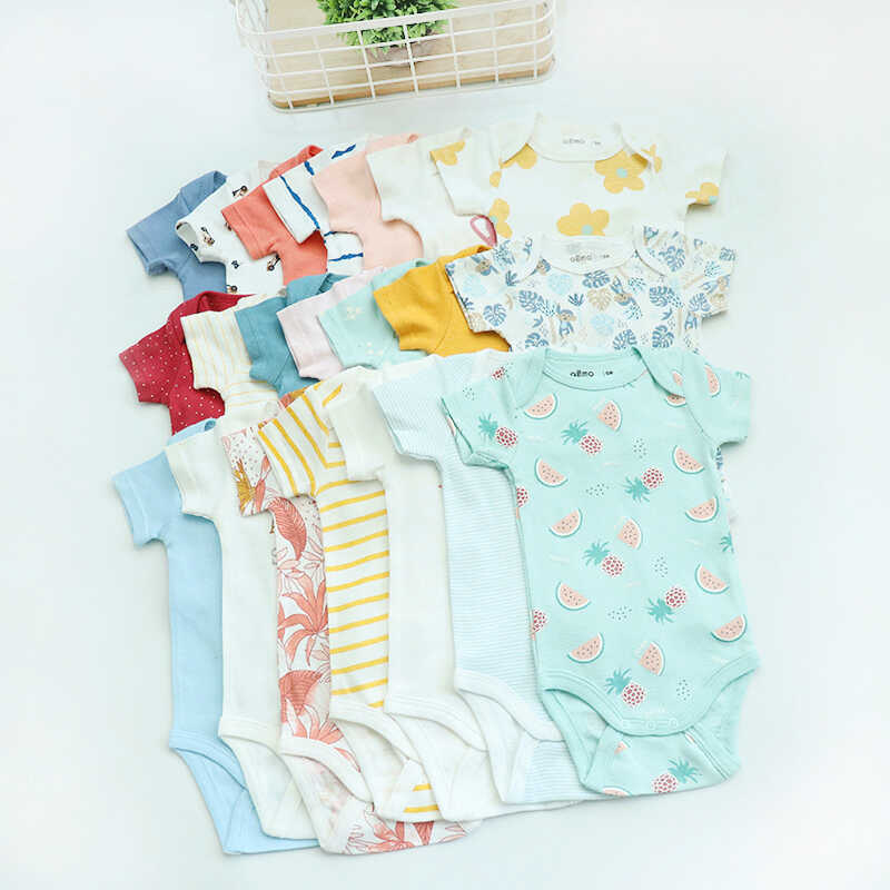 新生婴儿连体衣纯棉宝宝包屁衣短袖哈衣爬服夏季薄款夏装男女睡衣