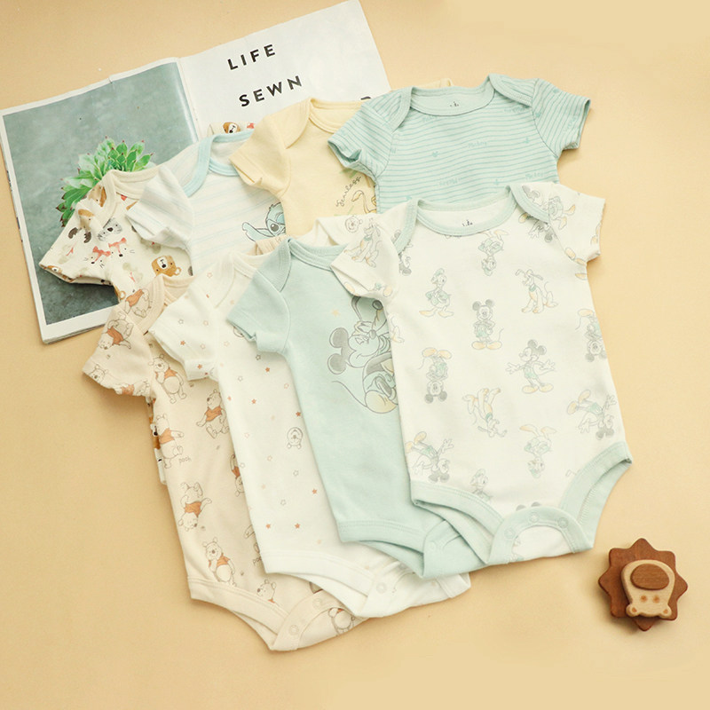 宝宝三角连体哈衣婴儿薄款睡衣新生儿包屁衣短袖爬服夏装0-12个月