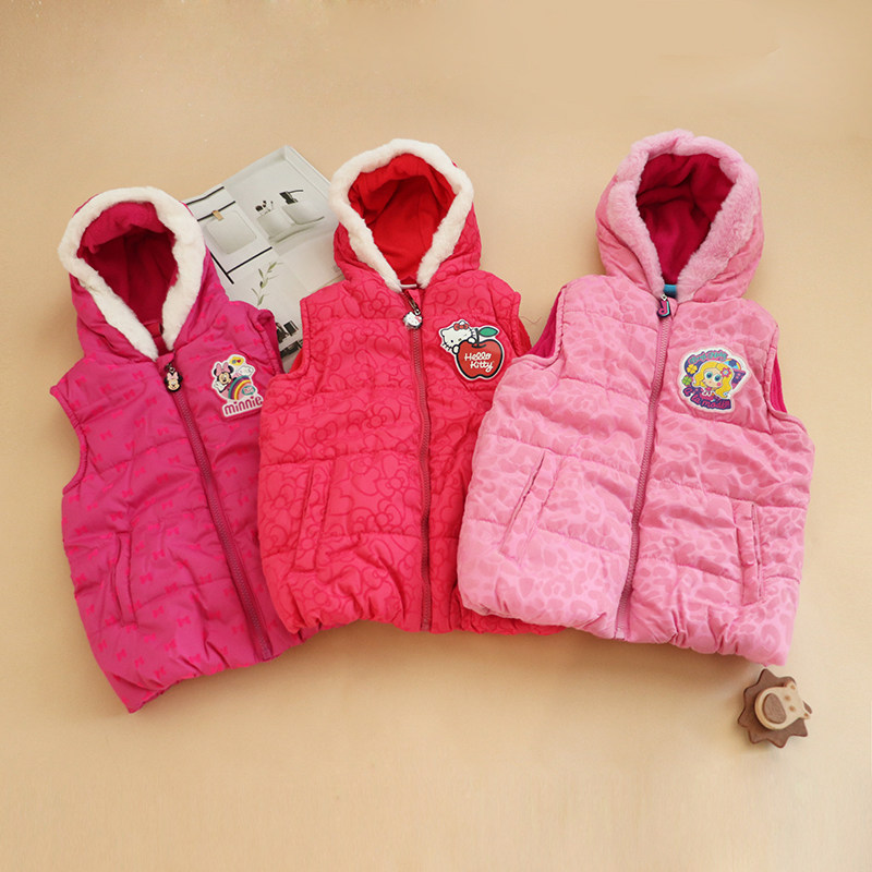 宝宝加棉加厚马甲冬季婴儿夹棉背心外穿保暖坎肩上衣1-8岁女童