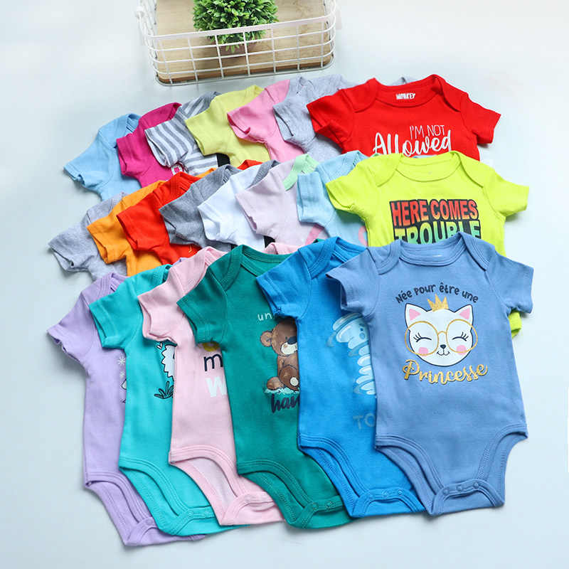 婴儿包屁衣春秋装打底衣服三角哈衣新生儿宝宝夏季短袖睡衣爬服