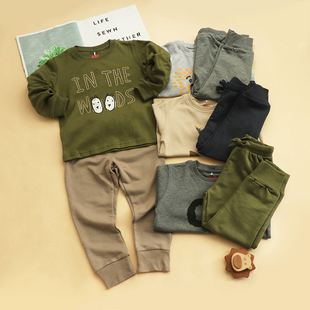 儿童睡衣男孩春秋家居套装中小童家居服2-5岁男童外出打底套装