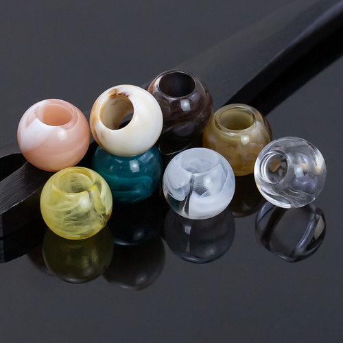 大孔仿玉石串珠纽扣复古腰带渐变扣子衣服装饰扣圆形光面大孔珠