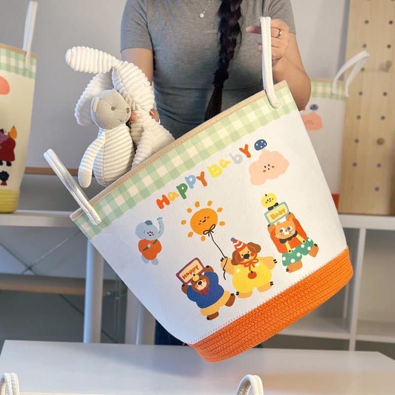 可爱棉线编织收纳筐家用大容量可折叠脏衣服收纳箱玩具零食储物篮