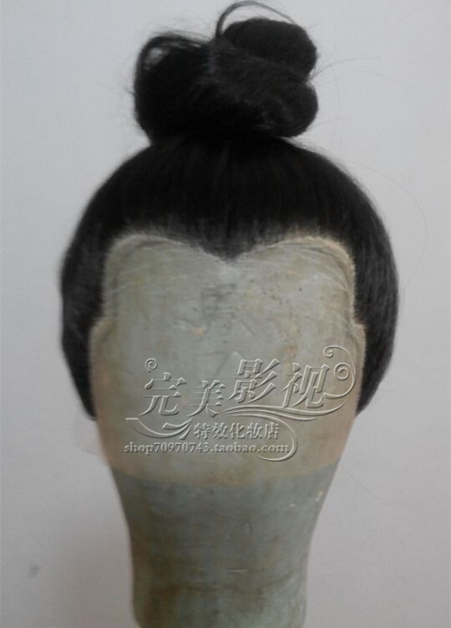 Full combed Taoist head, front face, sticky yarn, semi hand woven Taoist false headgear, film and television makeup modeling Taoist wig