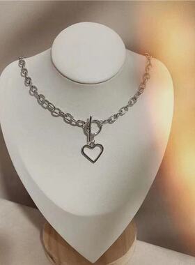 日韩ins原宿复古爱心吊坠项链欧