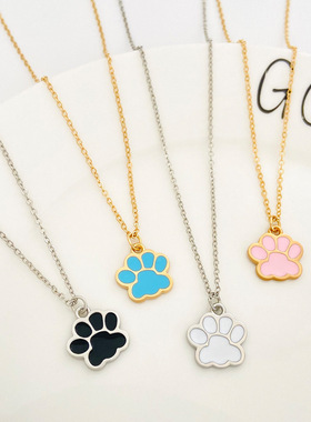 ins小众设计可爱甜心猫爪项链锁