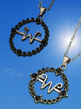 跨境热卖星期三项链男女款时尚镂空圆形字母W吊坠锁骨链Wednesday