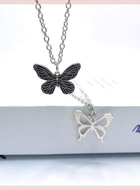 韩版复古缕空蝴蝶项链ins女嘻哈
