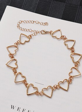 欧美饰品简约心形镂空链条个性项