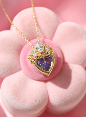 跨境欧美气质卡通镂空心形吊坠爱心锁骨链配饰女镶钻项链简约批发