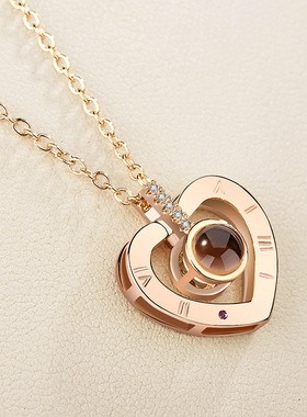 跨境热销投影项链100种语言我爱你轻奢时尚高级感简约百搭锁骨链