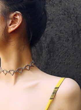 欧美饰品简约心形镂空链条个性项