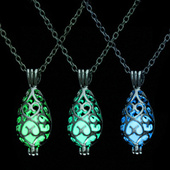 镂空夜光项链 可打开 星空夜明珠胖水滴吊坠配饰 个性 欧美时尚