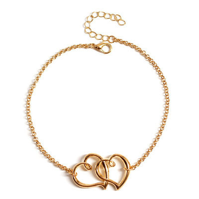 跨境配饰脚饰 欧美时尚双桃心沙滩脚链女 厂家一件代发