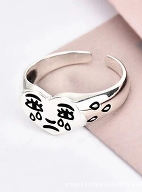 新款黑色爱心简约时尚戒指女配饰