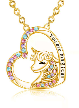 跨境欧美新款独角兽项链可爱七彩