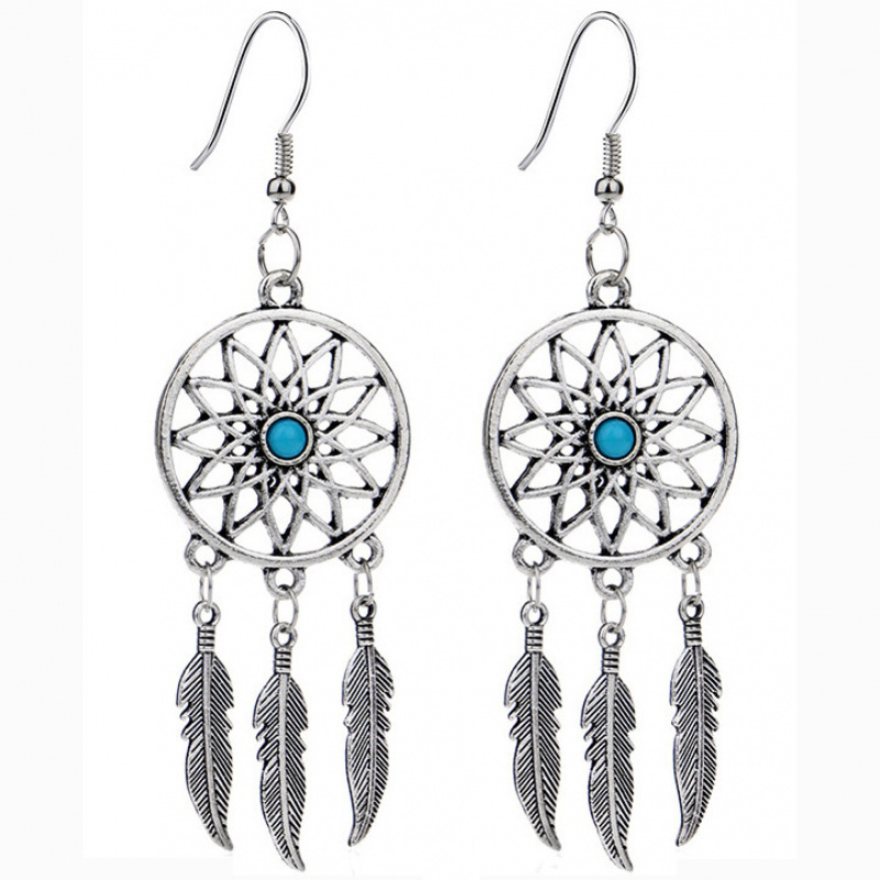 欧美波西米亚民族风流苏羽毛翅膀松长款耳环耳饰 厂家直销