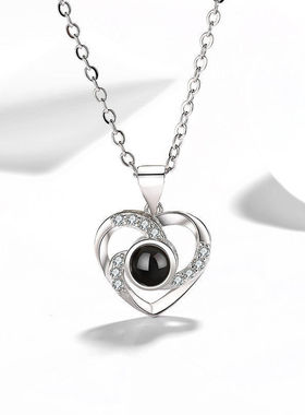 100种语言我爱你投影纯银项链创