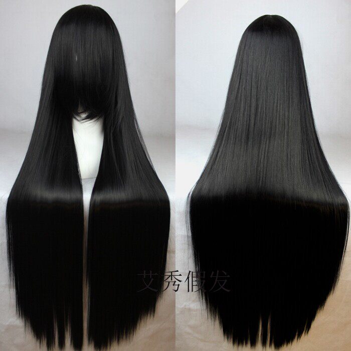 超长黑色万用加厚75/100CM黑长直 COS 假发古装 长直发 剑三白色