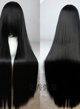 超长黑色万用加厚75/100CM黑长直 COS 假发古装 长直发 剑三白色