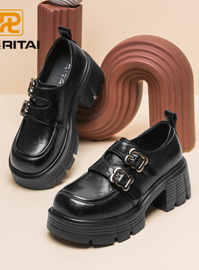 日泰增高7CM女鞋厚底乐福鞋百搭英伦简约风JK鞋小个子显高女单鞋