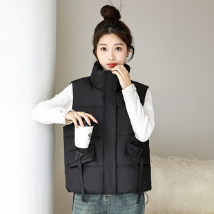 2025秋冬季新款韩版立领棉服马甲女无袖保暖背心外套时尚宽松坎肩